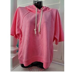 J Crew bright pink short sleeved hoodie
